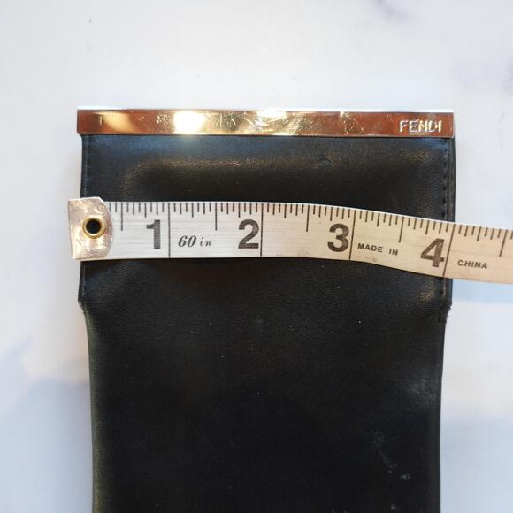 Fendi Black Leather Sunglass Eyeglass Case Pouch Gold Tone Metal Trim Holder - Picture 6 of 8